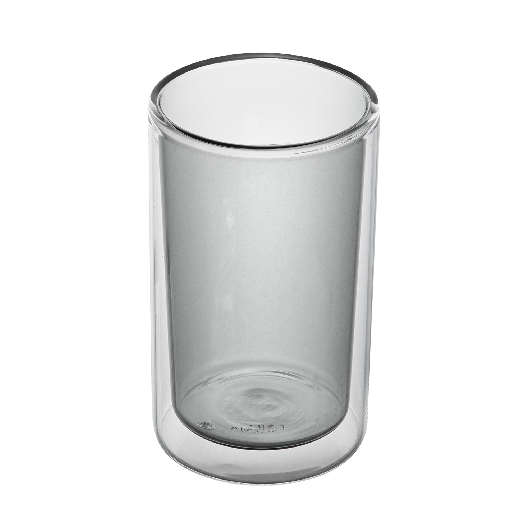 Forma Professional 14 oz Gray Glass Tumbler - Double Wall, Borosilicate - 3 1/4" x 3 1/4" x 5 1/4" - 12 count box