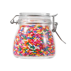 Vetri 7 oz Hinge Top Clear Glass Storage Jar - 48 count box