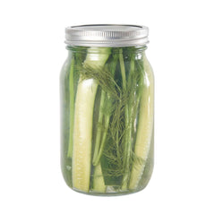 Vetri 36 oz Wide Mouth Glass Canning / Mason Jar - with Silver Metal Lid and Band - 30 count box