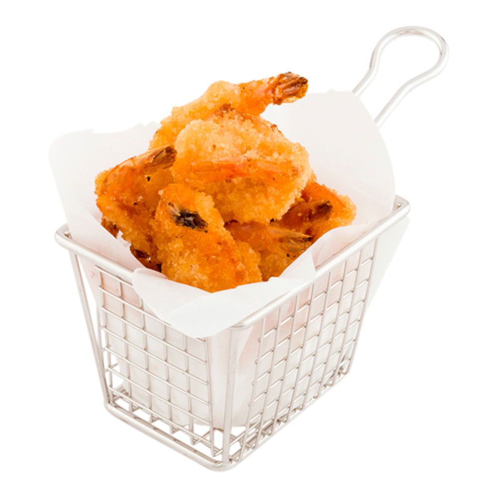 Met Lux Square Silver Stainless Steel Small Mini Fryer Basket - Waffle Grid - 6 1/2" x 3 1/4" x 4" - 1 count box