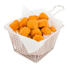 Met Lux Square Silver Stainless Steel Large Mini Fryer Basket - Waffle Grid - 8 1/4