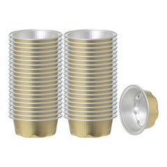 Pastry Tek 2 oz Round Gold Aluminum Baking Cup - with Plastic Dome Lid - 2 3/4