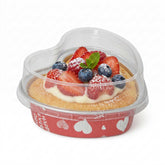 Pastry Tek 3 oz Heart Happy Hour Aluminum Baking Cup - with Plastic Dome Lid - 3 1/2" x 3 1/2" x 1 1/4" - 100 count box