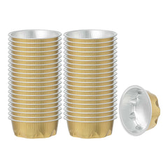 Pastry Tek 3 oz Round Gold Aluminum Baking Cup - with Plastic Dome Lid - 3 1/4