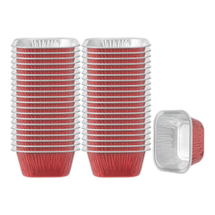 Pastry Tek 3 oz Square Red Aluminum Quadro Baking Cup - with Plastic Dome Lid - 3
