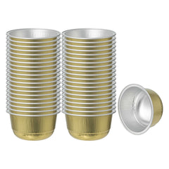 Pastry Tek 5 oz Round Gold Aluminum Baking Cup - with Plastic Dome Lid - 3 1/4