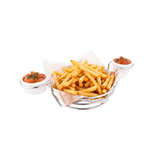 Met Lux Round Silver Stainless Steel Duetto Appetizer and Chip Basket - Double Dipping Sauce Holder - 10 1/4