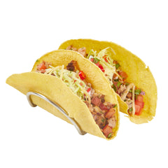 Met Lux Rectangle Silver Stainless Steel Duo Taco Rack Stand - 2 Tacos - 4 1/4