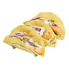 Met Lux Rectangle Silver Stainless Steel Triplo Taco Rack Stand - 3 Tacos - 6 3/4