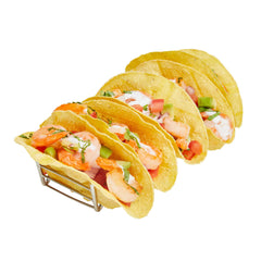 Met Lux Rectangle Silver Stainless Steel Cinque Taco Rack Stand - 5 Tacos - 8 1/4