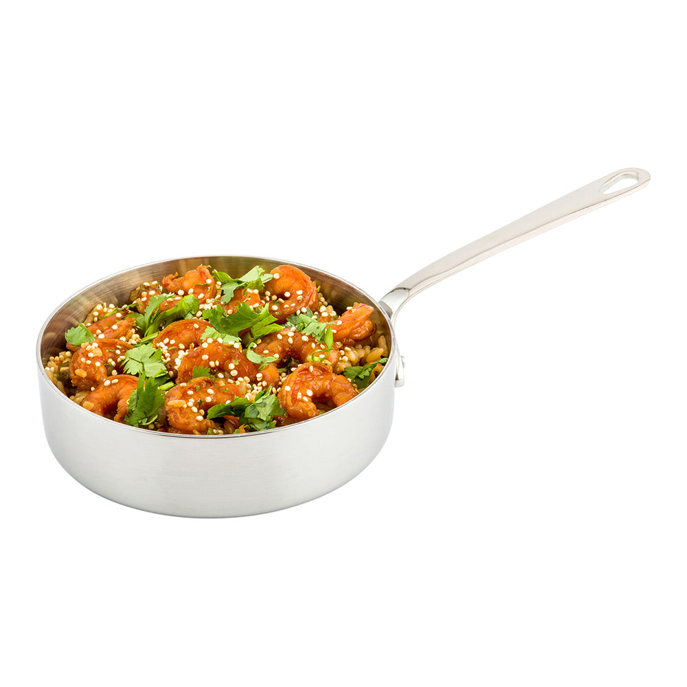 Met Lux 12 oz Silver Stainless Steel Mini Saute Pan - 9" x 5 1/4" x 1 1/2" - 1 count box