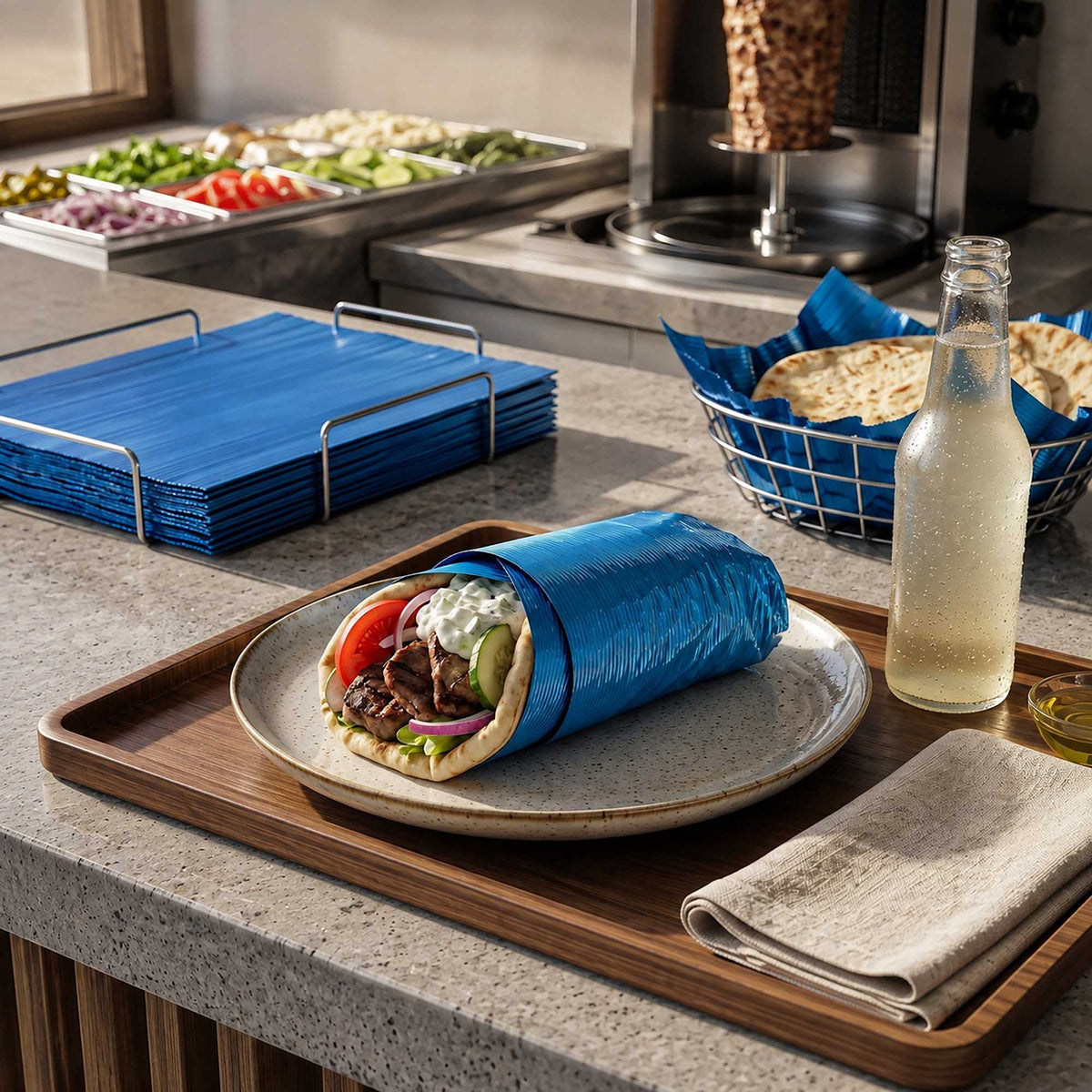 Foil Lux Electric Blue Aluminum Wrap and Basket Liner - Ripple - 12" x 12" - 500 count box