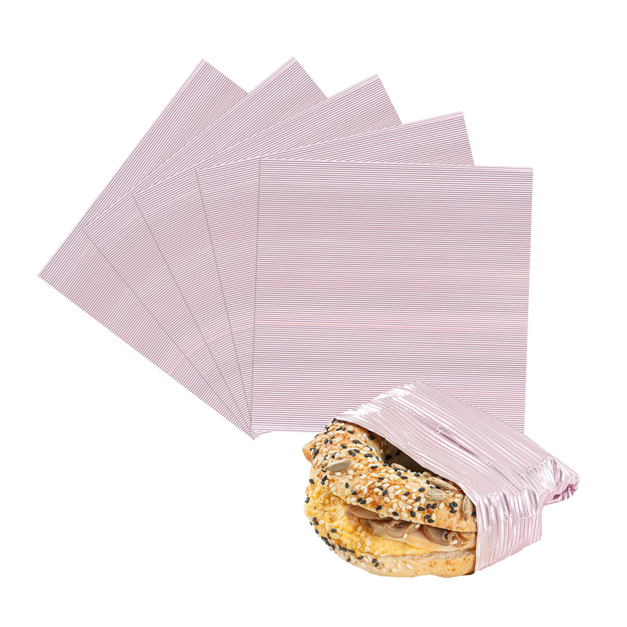 Foil Lux Pink Aluminum Wrap and Basket Liner - Ripple - 12" x 12" - 500 count box