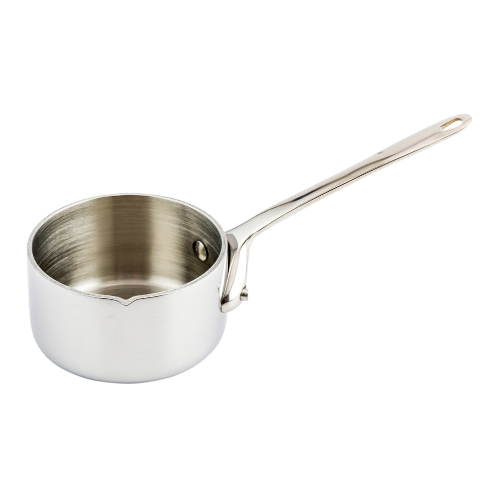 Met Lux 2 oz Stainless Steel Mini Sauce Pan - Easy Pour Lip - 5" x 2 1/4" x 2" - 1 count box