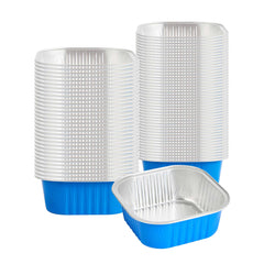 Foil Lux 10 oz Square Blue Aluminum Baking Cup - 4 1/4