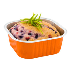 Foil Lux 10 oz Square Orange Aluminum Baking Cup - 4 1/4
