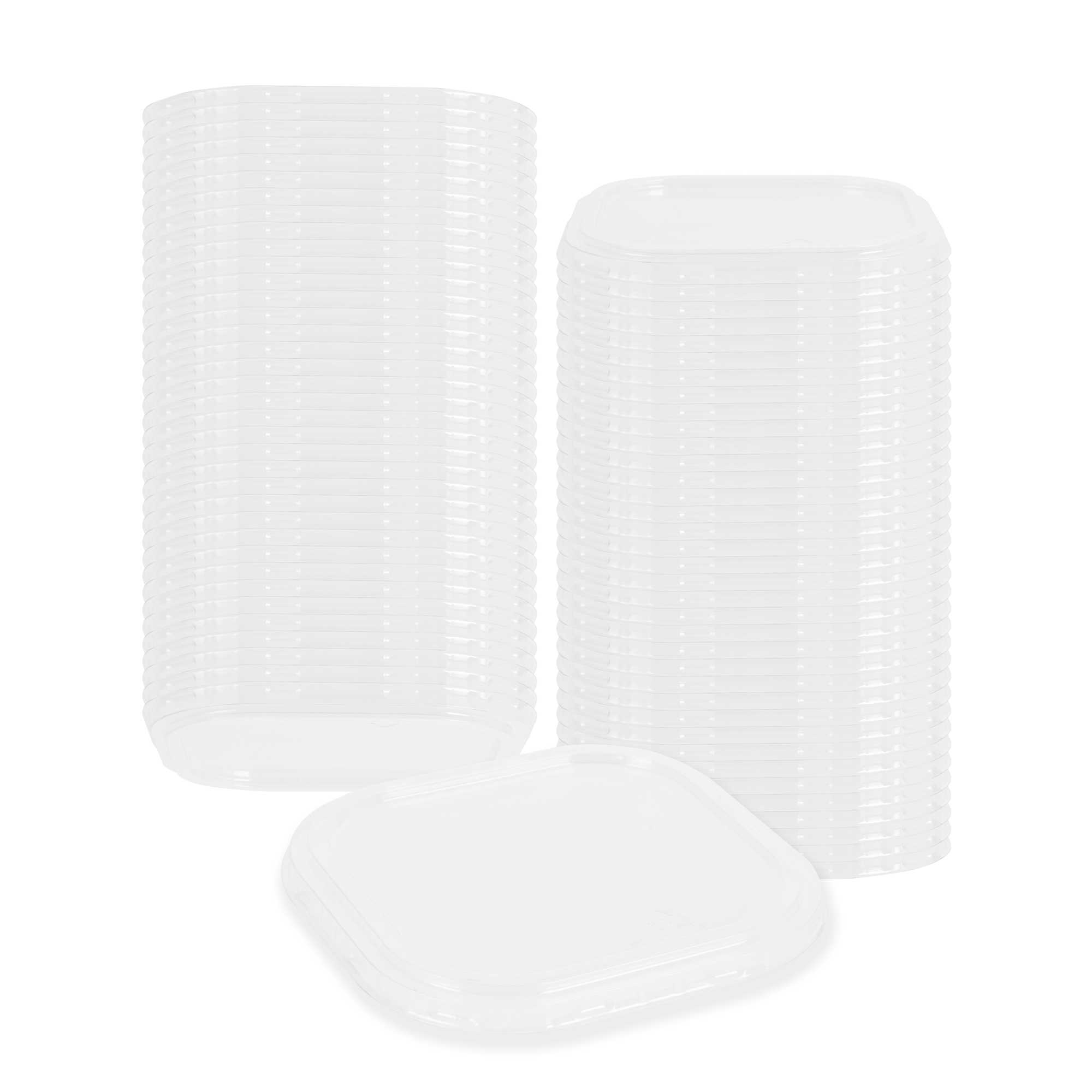 Foil Lux Square Clear Plastic Flat Lid - Fits 10 oz Aluminum Baking Cup - 4 1/2" x 4 1/2" - 100 count box