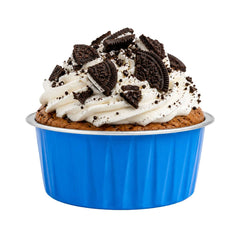 Foil Lux 4 oz Round Blue Aluminum Baking Cup - 3 1/4