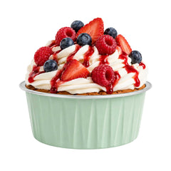 Foil Lux 4 oz Round Pistachio Green Aluminum Baking Cup - 3 1/4