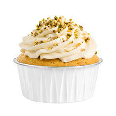 Foil Lux 4 oz Round White Aluminum Baking Cup - 3 1/4