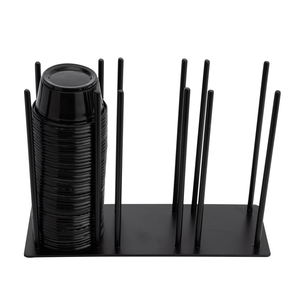 Chef 101 Black Iron Horizontal Portion Cup / Lid Organizer - 3 Section - 8 1/4" x 3" x 6" - 1 count box