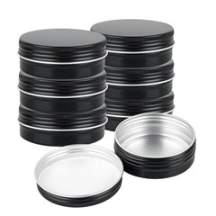 Chef 101 2 oz Round Black Tin Container - with Screw Lid - 100 count box