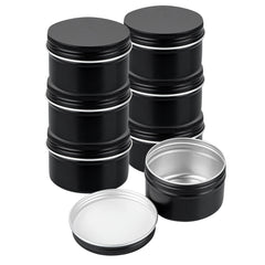 Chef 101 4 oz Round Black Tin Container - with Screw Lid - 100 count box
