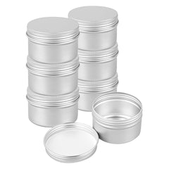 Chef 101 4 oz Round Silver Tin Container - with Screw Lid - 10 count box
