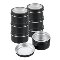 Chef 101 4 oz Round Black Tin Container - with Window Lid - 100 count box