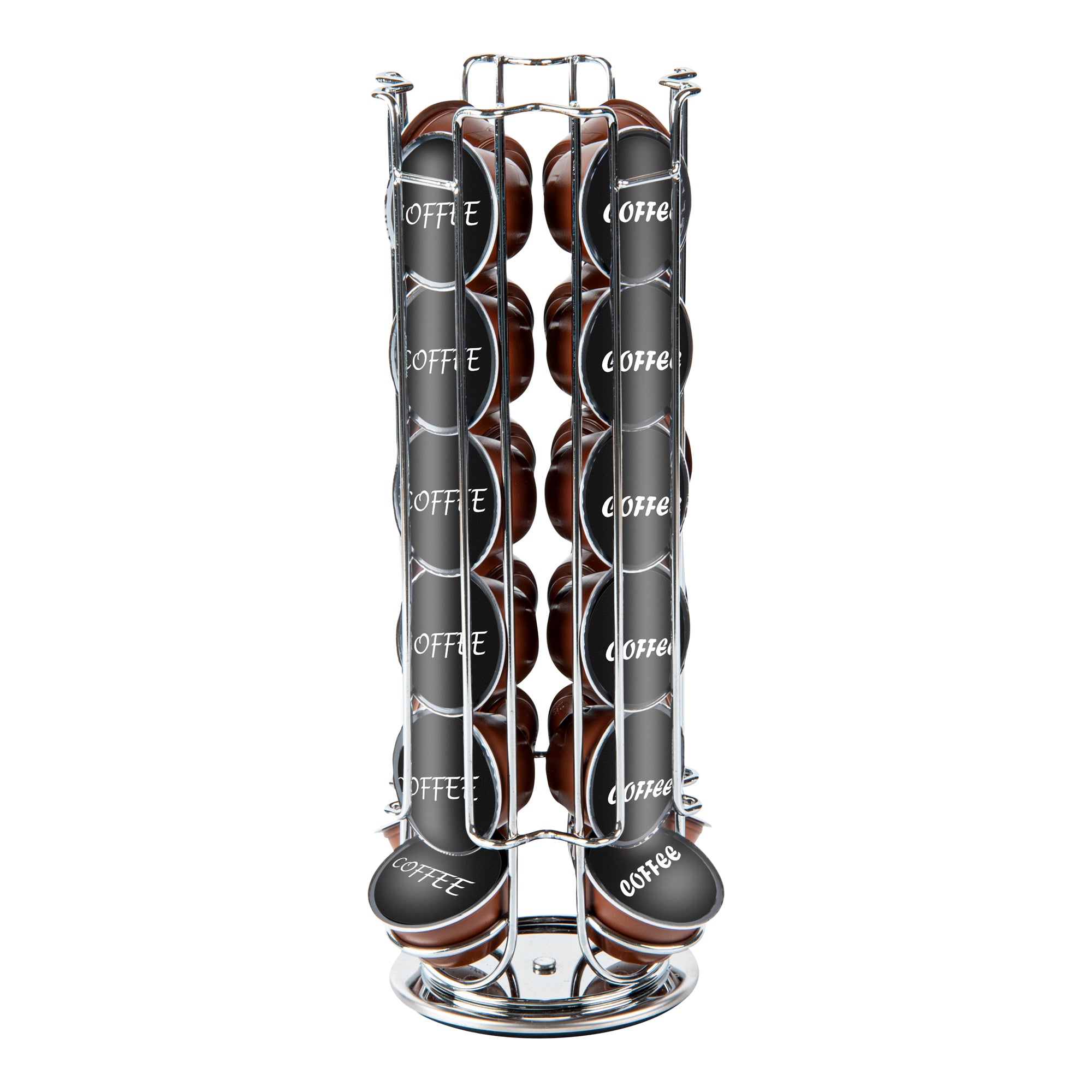 Restpresso Iron Coffee Pod / Capsule Holder - Revolving, Holds 24 Dolce Gusto Pods - 5 1/2" x 5 1/2" x 13" - 1 count box
