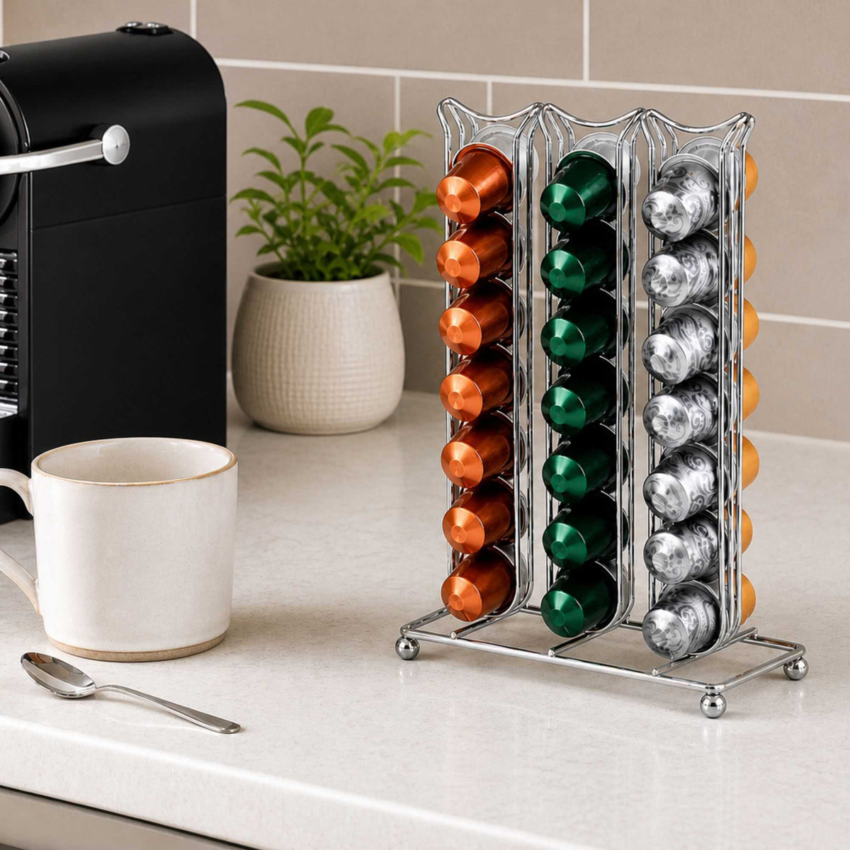 Restpresso Iron Coffee Pod / Capsule Holder - Holds 42 Nespresso Capsules - 6 1/2" x 3 3/4" x 10 1/2" - 1 count box