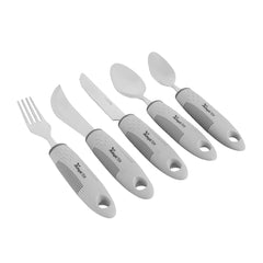 Adapt Tek Gray Stainless Steel 5-Piece Adaptive Utensil Set - Lightweight, Non-Slip - 1 count box