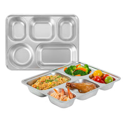 Met Lux Ambidextrous Rectangle Stainless Steel Tray - 5 Compartments - 11