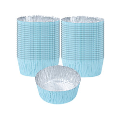 Pastry Tek 3 oz Round Blue Foil Ramekin Cup - 2 3/4