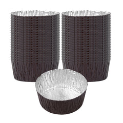 Pastry Tek 3 oz Round Brown Foil Ramekin Cup - 2 3/4