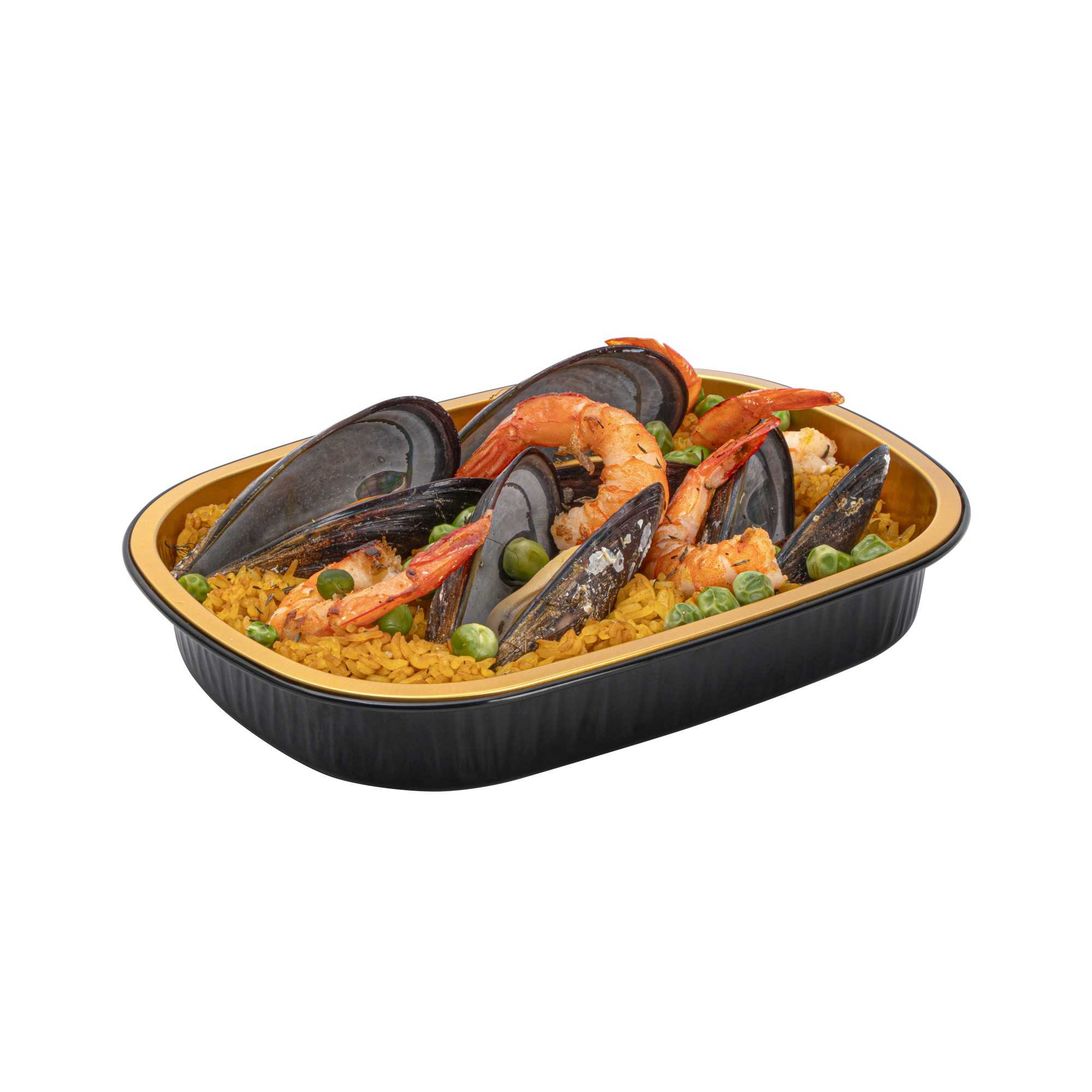 Foil Lux 25 oz Oblong Black and Gold Heavy-Duty Foil Entree / Take Out Pan - Smoothwall - 100 count box