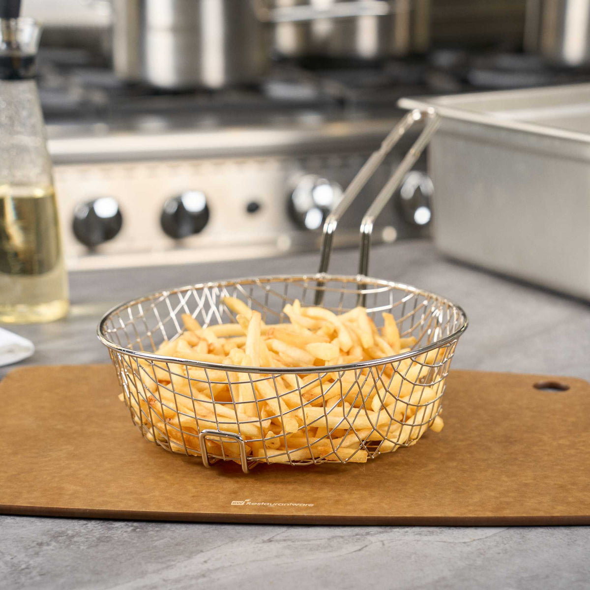 Met Lux Round Nickel-Plated Coarse Mesh Culinary Basket - 10" - 1 count box
