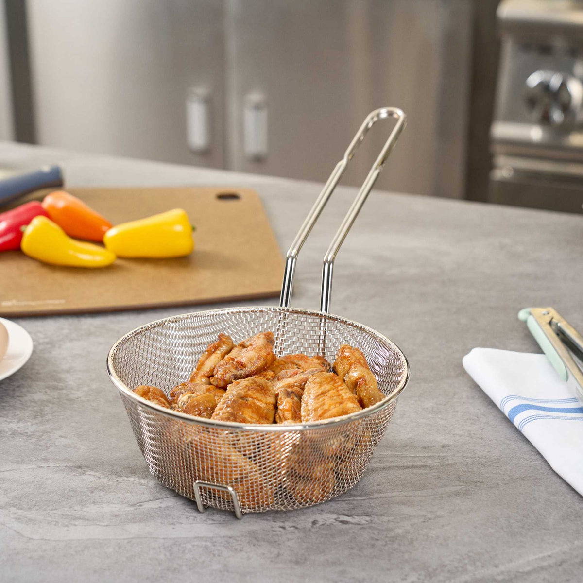 Met Lux Round Nickel-Plated Fine Mesh Culinary Basket - 8" - 1 count box