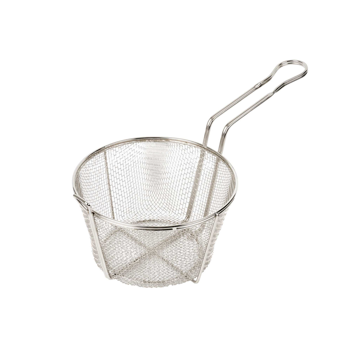 Met Lux Round Nickel-Plated Medium Mesh Culinary Basket - with Front Hook - 8 1/2" - 1 count box