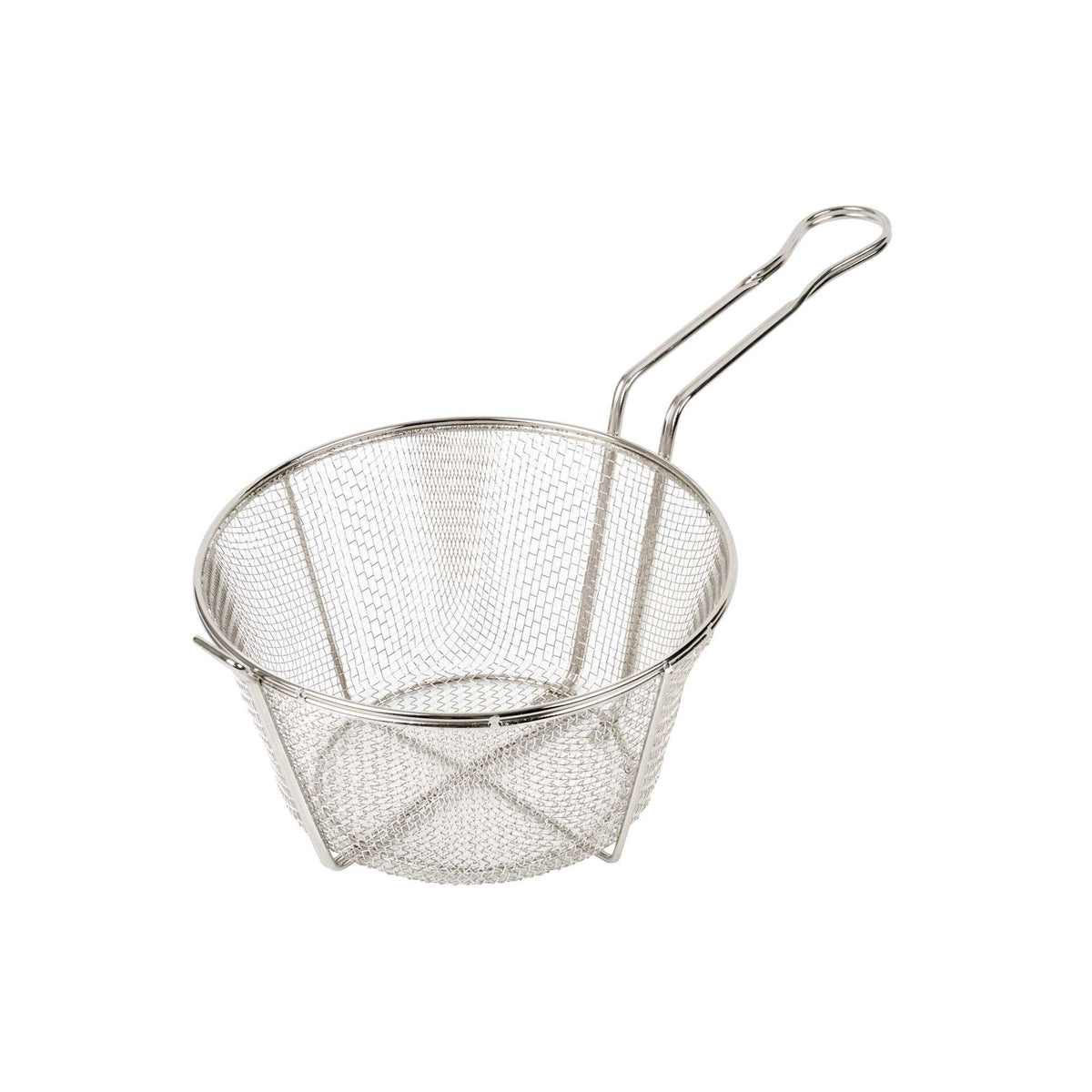 Met Lux Round Nickel-Plated Medium Mesh Culinary Basket - with Front Hook - 9 1/2" - 1 count box