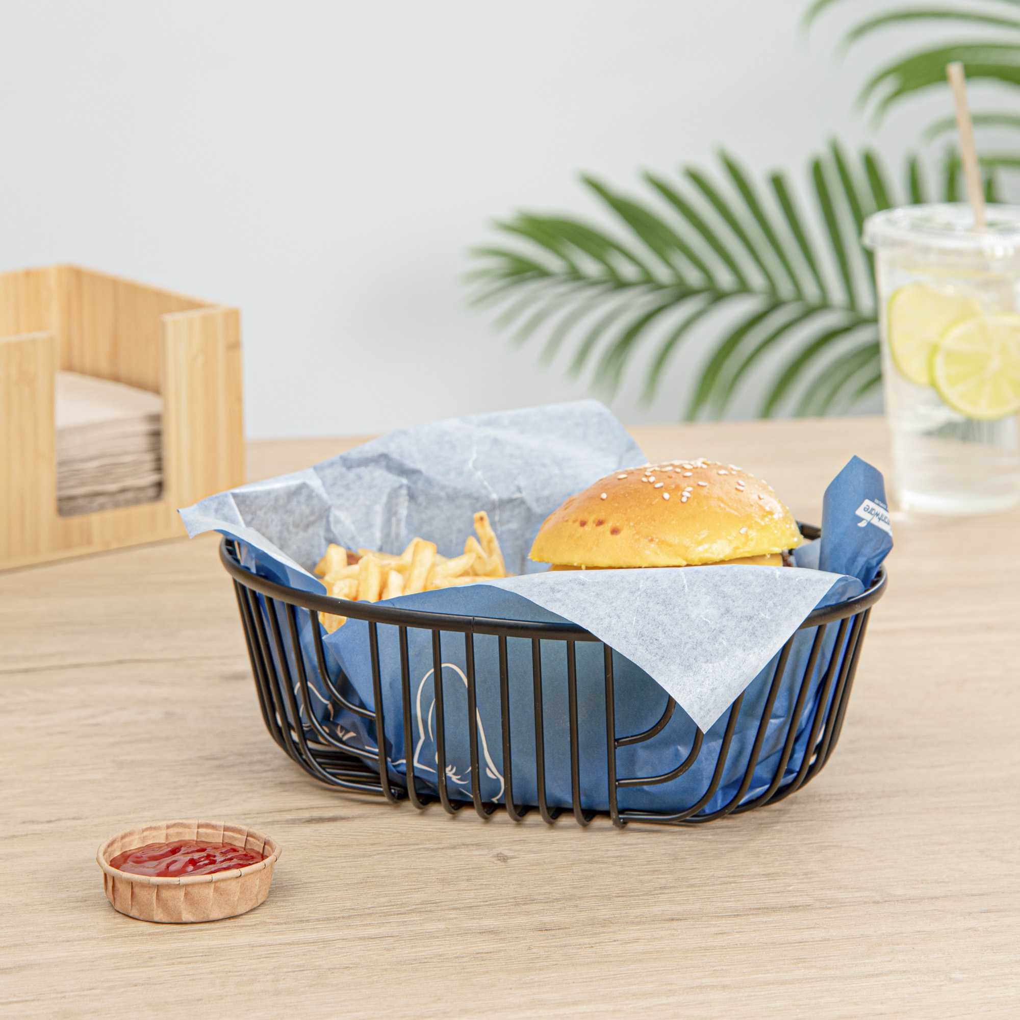 Met Lux Oval Black Wire Basket - 9 3/4" x 7" x 3 1/4" - 1 count box