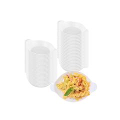 Mini Serve Oval White Plastic Mini Handled Plate - 3 3/4