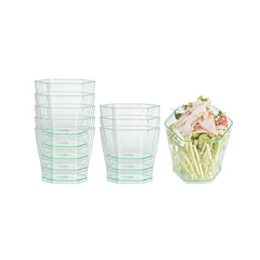 Mini Serve 2 oz Hexagon Seagreen Plastic Glass - 1 3/4