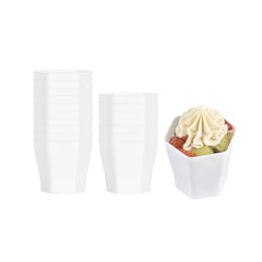 Mini Serve 2 oz Hexagon White Plastic Glass - 1 3/4