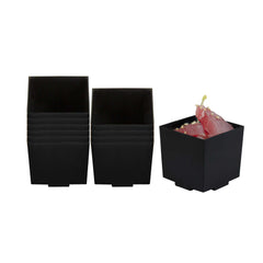 Mini Serve 3 oz Square Black Plastic Quadrato Cup - 1 3/4