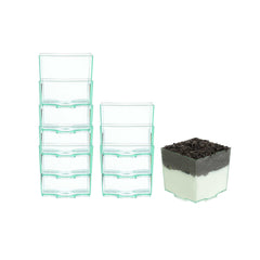 Mini Serve 2 oz Square Seagreen Plastic Quadrato Cup - 1 3/4
