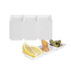 Mini Serve Rectangle White Plastic Terzetto Mini Plate - 3 Compartments - 7 1/2