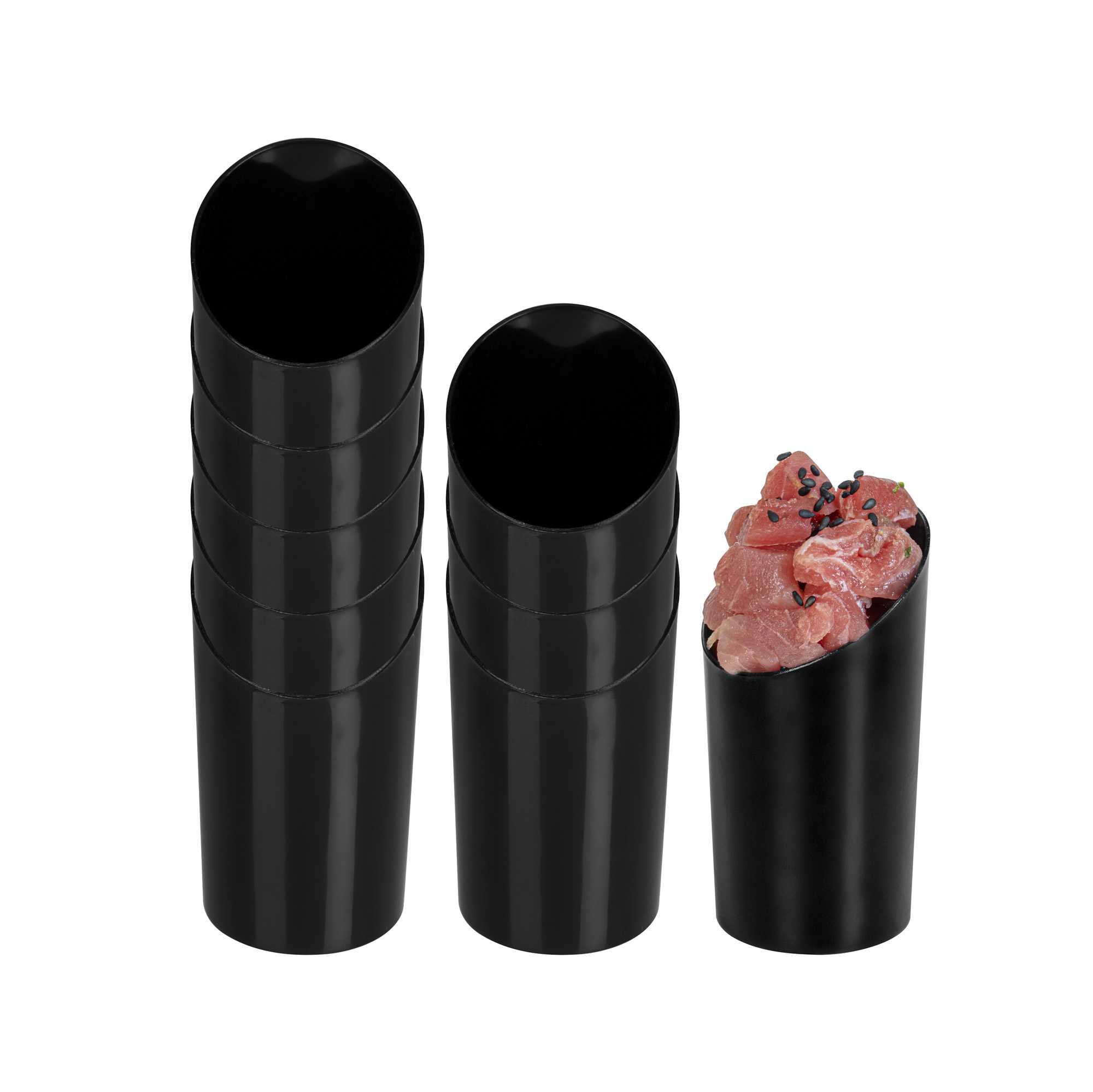 Mini Serve 2 oz Round Incline Shot Glass - Black, Plastic - 1 3/4" x 1 3/4" x 3 1/4" - 100 count box