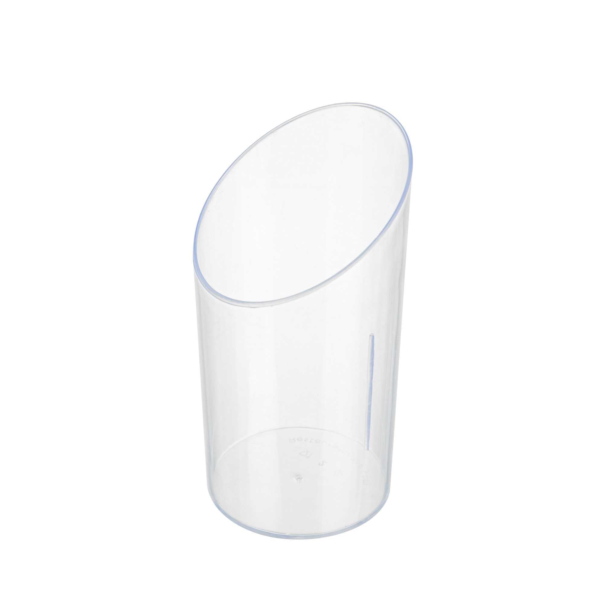Mini Serve 2 oz Round Clear Plastic Incline Shot Glass - 1 3/4" x 1 3/4" x 3 1/4" - 100 count box