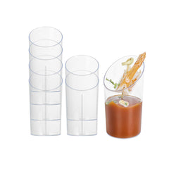 Mini Serve 2 oz Round Clear Plastic Incline Shot Glass - 1 3/4